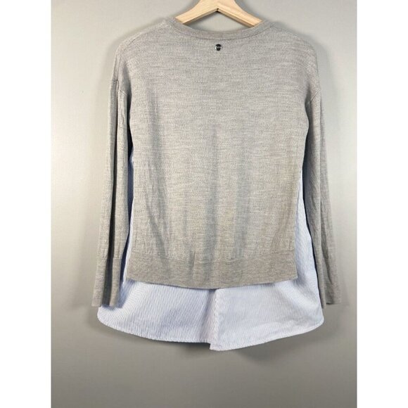 ESCADA Sport Gray Blue Virgin Wool Knit Long Sleeve Layered Sweater Size S Luxe - Picture 6 of 15
